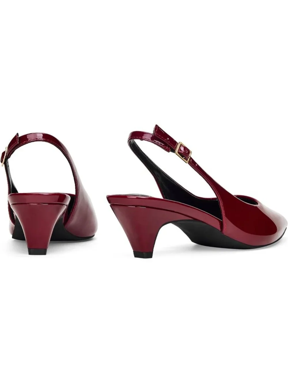 Women's Burgundy Slingback Pump Pointed Closed Toe Elegant Low Kitten Heel Shoes